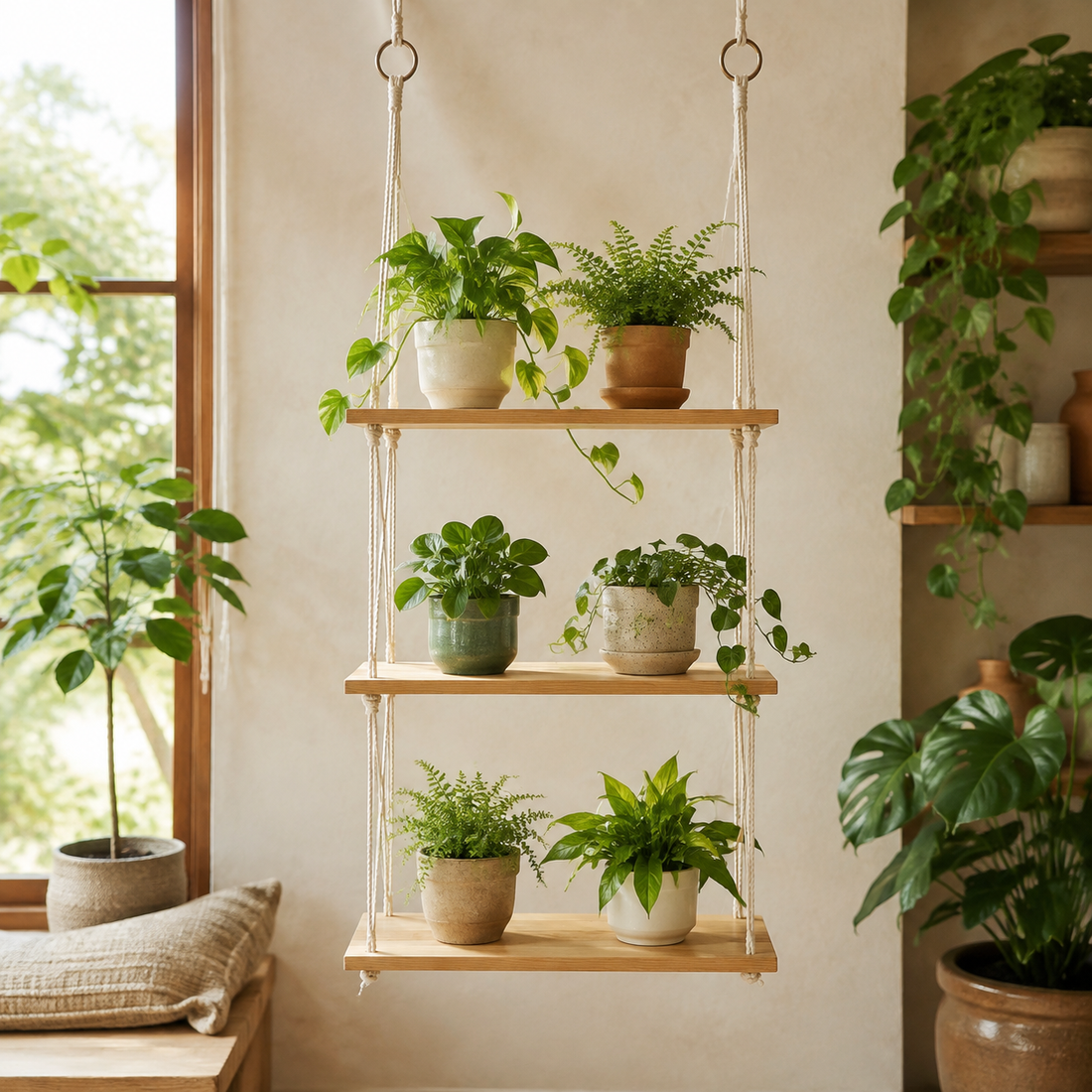 WindowLeaf Hanging Plant Shelf — hero view
