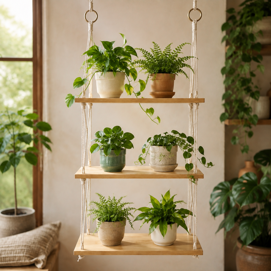 WindowLeaf Hanging Plant Shelf — detail view