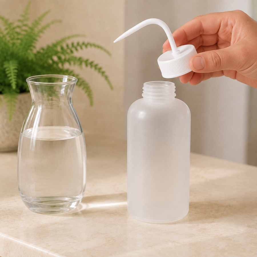 RootDrop bottle with removable cap and precision nozzle for refilling