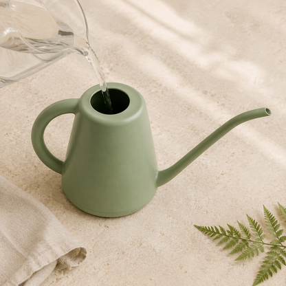 SageReach indoor watering can being refilled through its wide opening