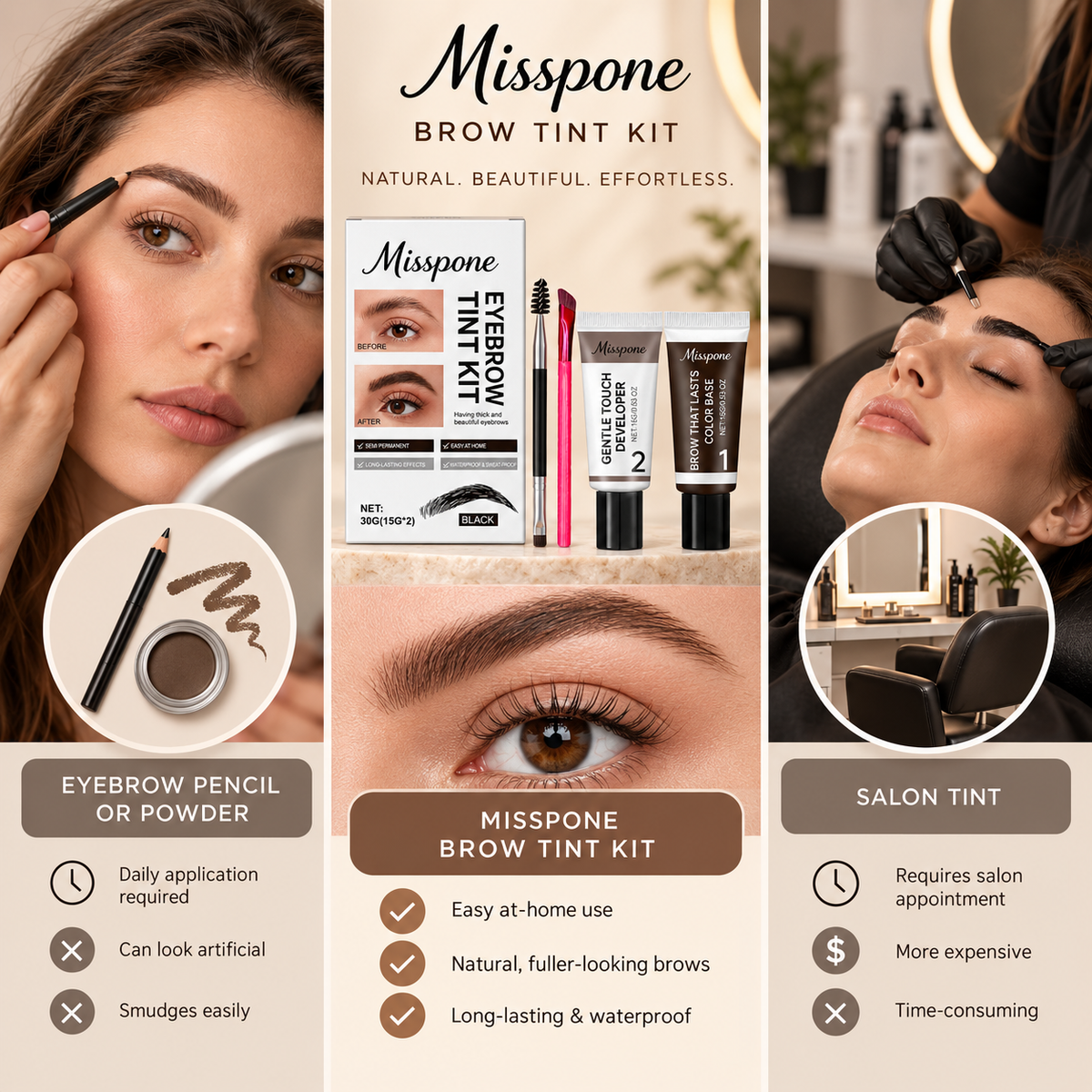 ✨ Long-Lasting Waterproof Eyebrow Tint Kit –Natural Fuller Brows In Minutes