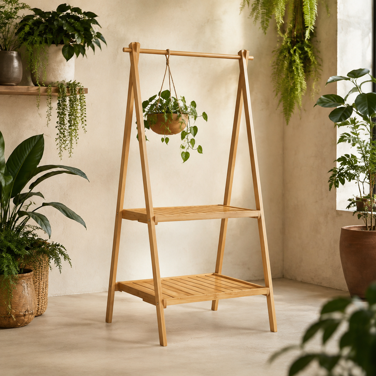 BambooRise A-Frame Plant Shelf — hero view