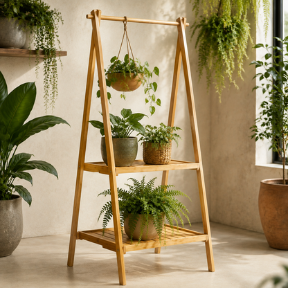 BambooRise A-Frame Plant Shelf — detail view