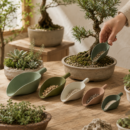 BonsaiPour Soil Scoop Set — in-use view