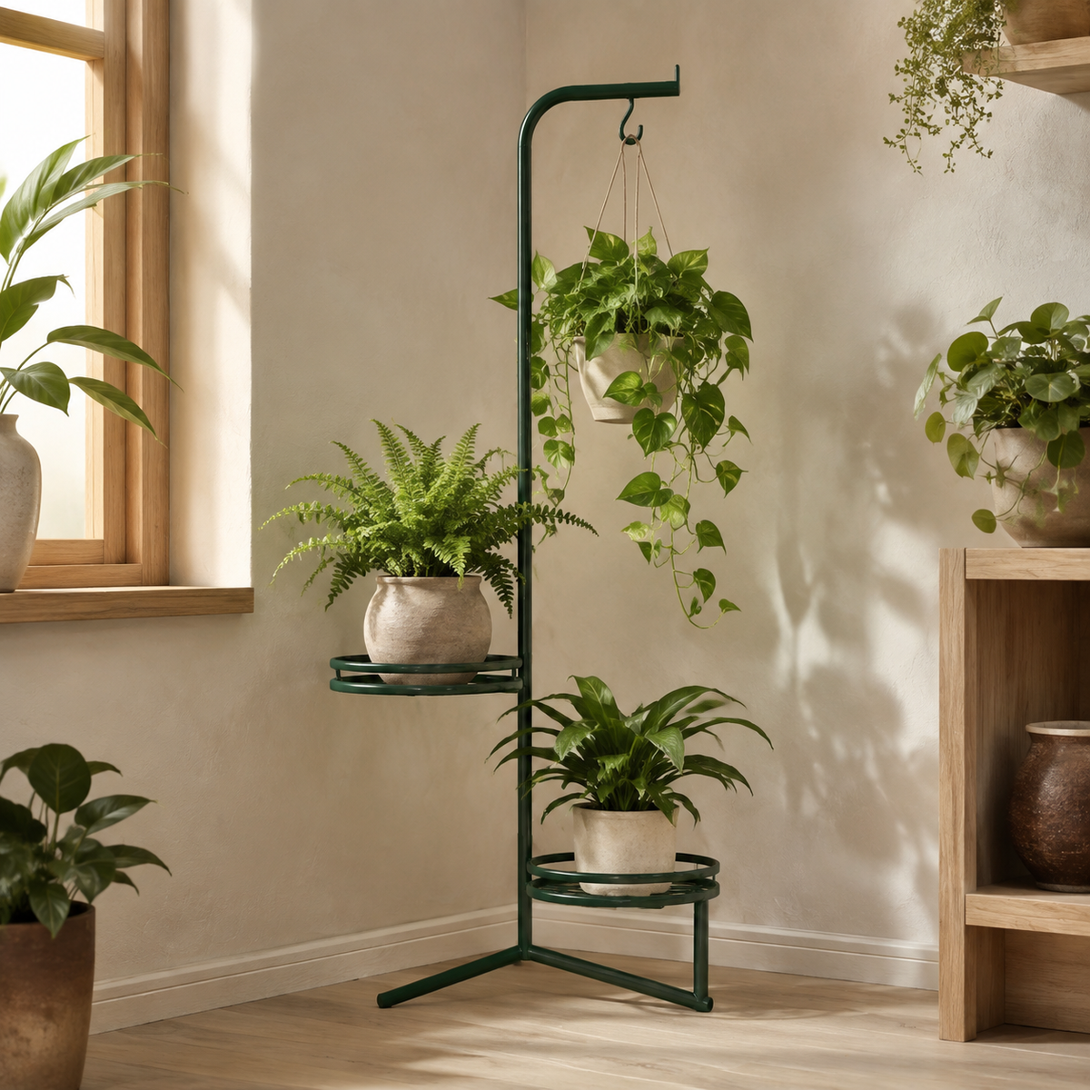 CornerBloom Plant Stand with Hook — hero view