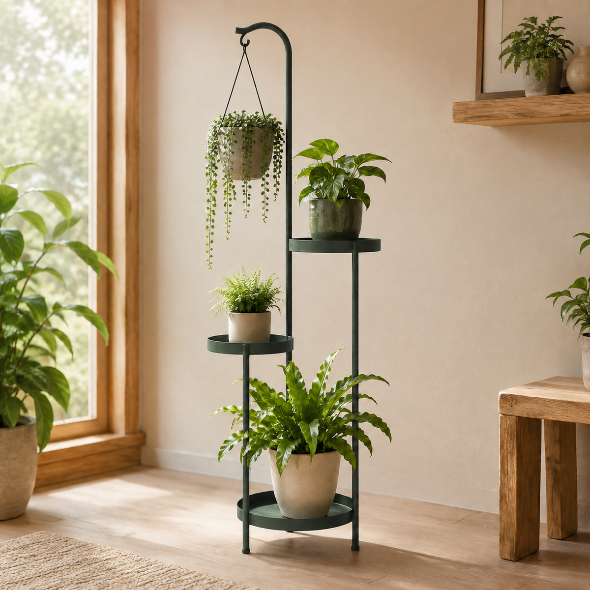 GroveTier Indoor Plant Stand — in-use view