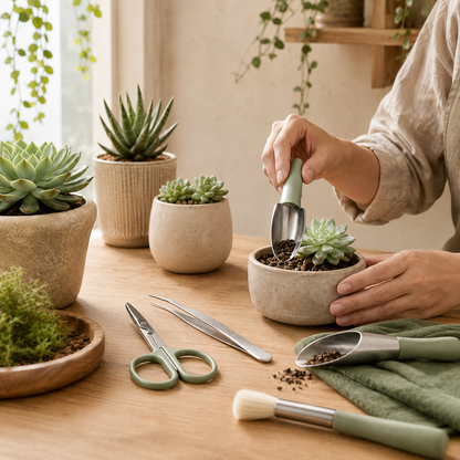 MiniTend Succulent Tool Set — in-use view