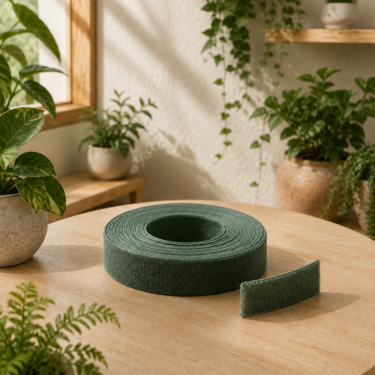 SoftTie Reusable Garden Tape — styled plant-room view