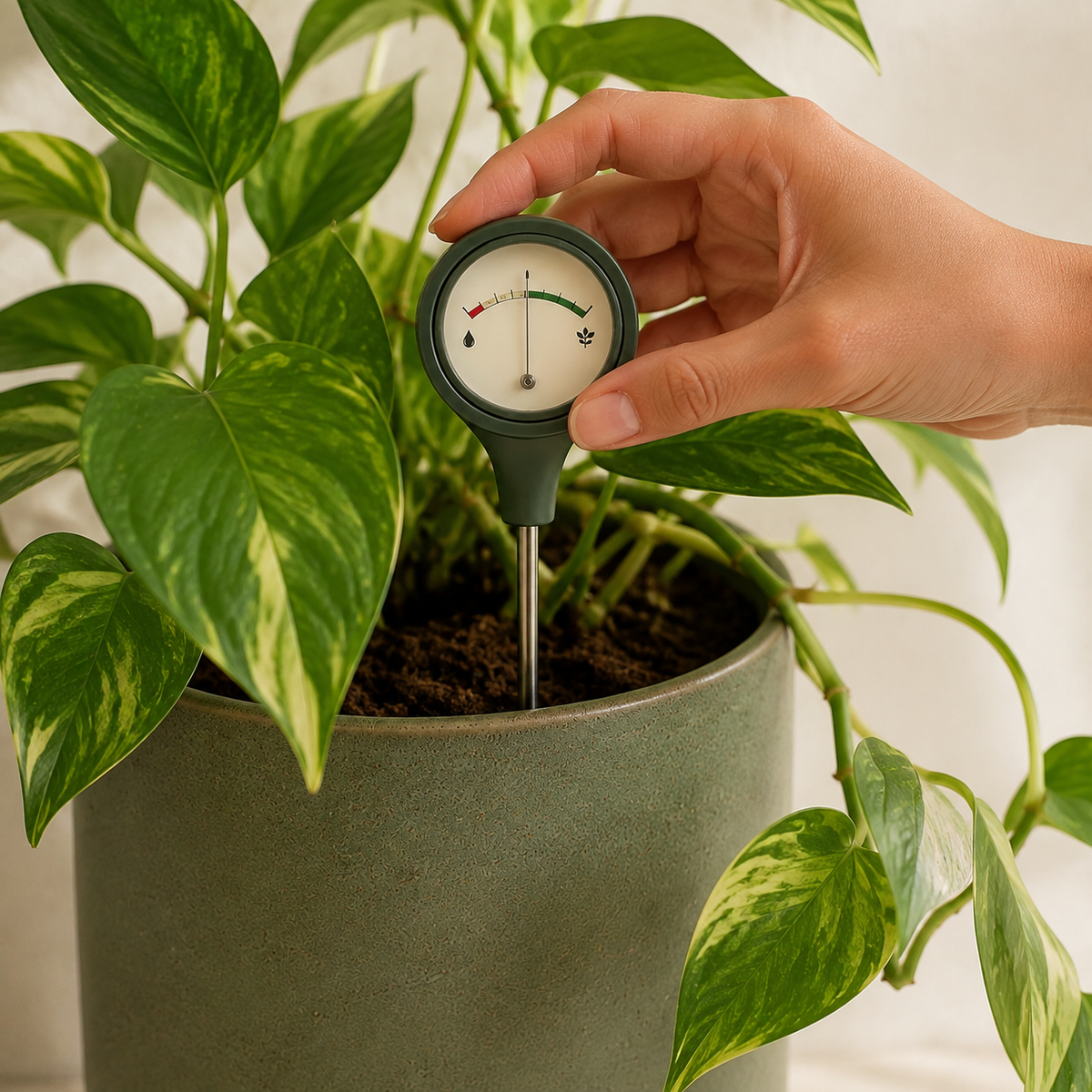 SoilSense Analog Moisture Meter — in-use view
