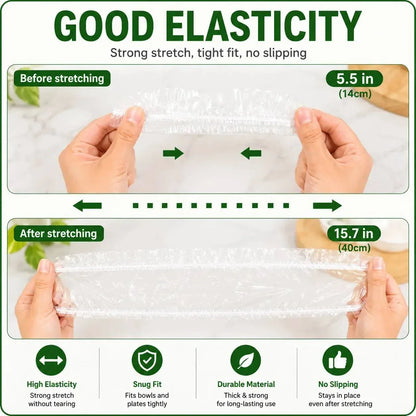 Elastic food cover size guide: approximately 5.5 to 15.7 inches of stretch